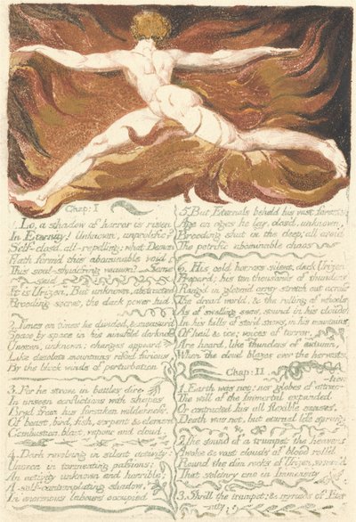 ウリゼンの最初の本、プレート3、第I章I. Lo、影..、1794（WCによるレリーフエッチング） 作： William Blake